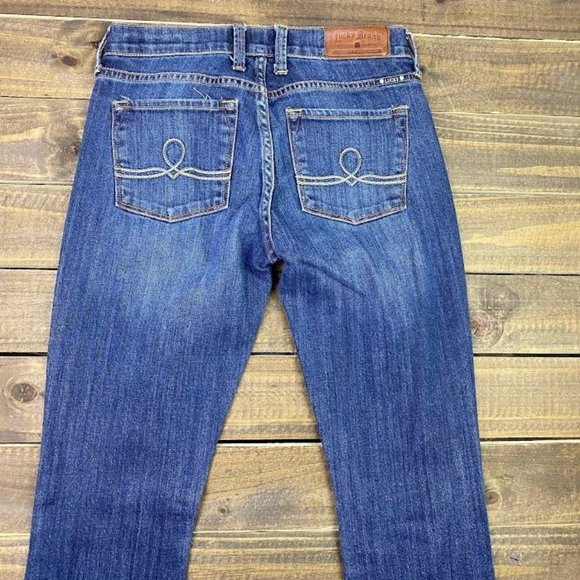 Lucky Brand Sofia Boot Size 2 LONG Dark Wash Stretch Denim Jeans 33" Inseam - Picture 6 of 7